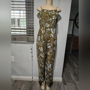 Tropical Leaf Print Jumpsuit
